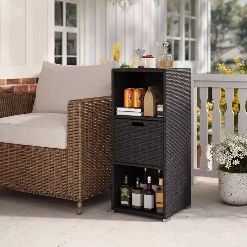 Outdoor Storage Cabinet with Storage Shelves & Removable Drawer for Porch