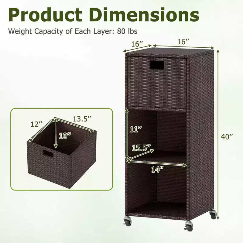 Outdoor Storage Cabinet with Storage Shelves & Removable Drawer for Porch