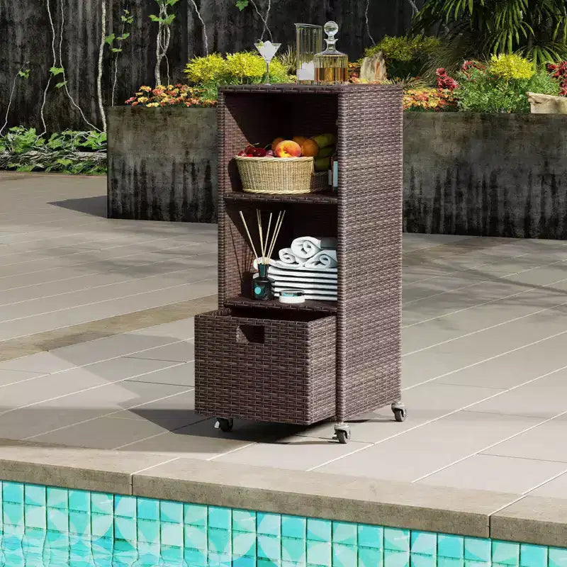 Outdoor Storage Cabinet with Storage Shelves & Removable Drawer for Porch