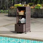 Outdoor Storage Cabinet with Storage Shelves & Removable Drawer for Porch