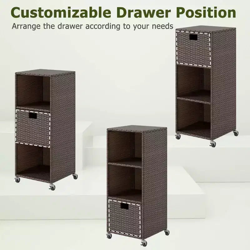 Outdoor Storage Cabinet with Storage Shelves & Removable Drawer for Porch