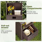 Outdoor Storage Cabinet with Storage Shelves & Removable Drawer for Porch