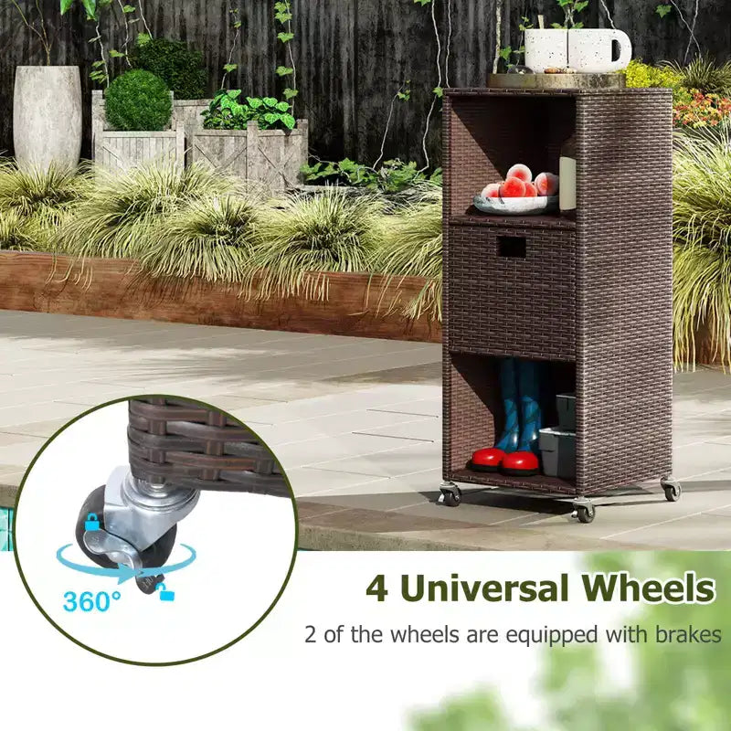 Outdoor Storage Cabinet with Storage Shelves & Removable Drawer for Porch