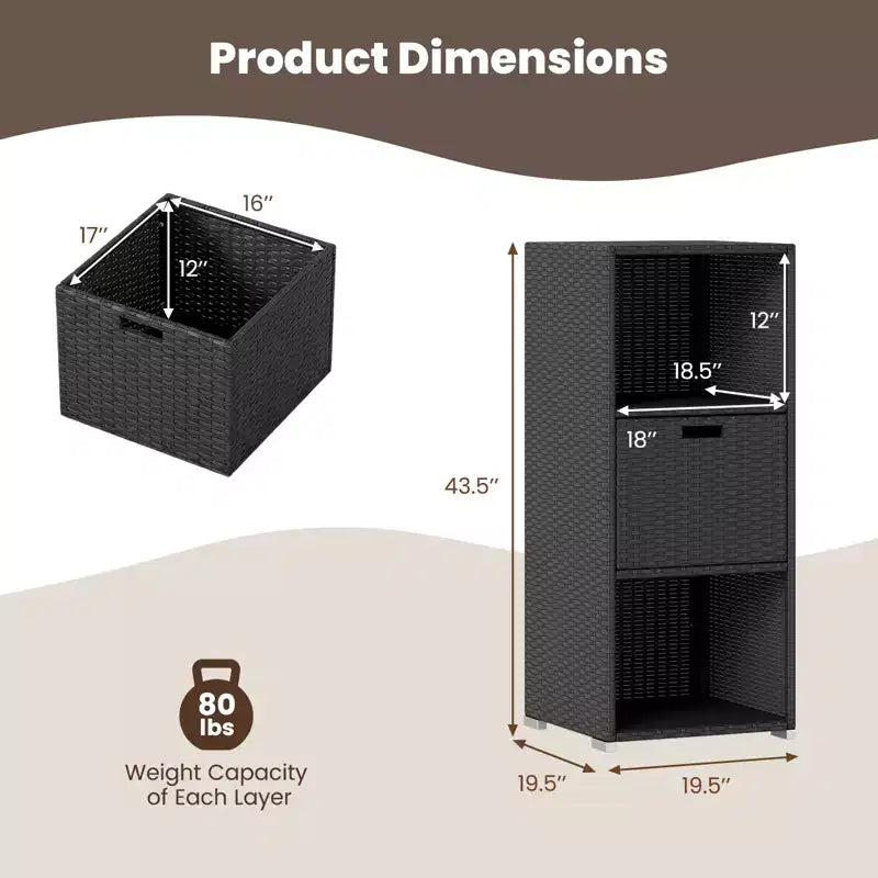 Outdoor Storage Cabinet with Storage Shelves & Removable Drawer for Porch