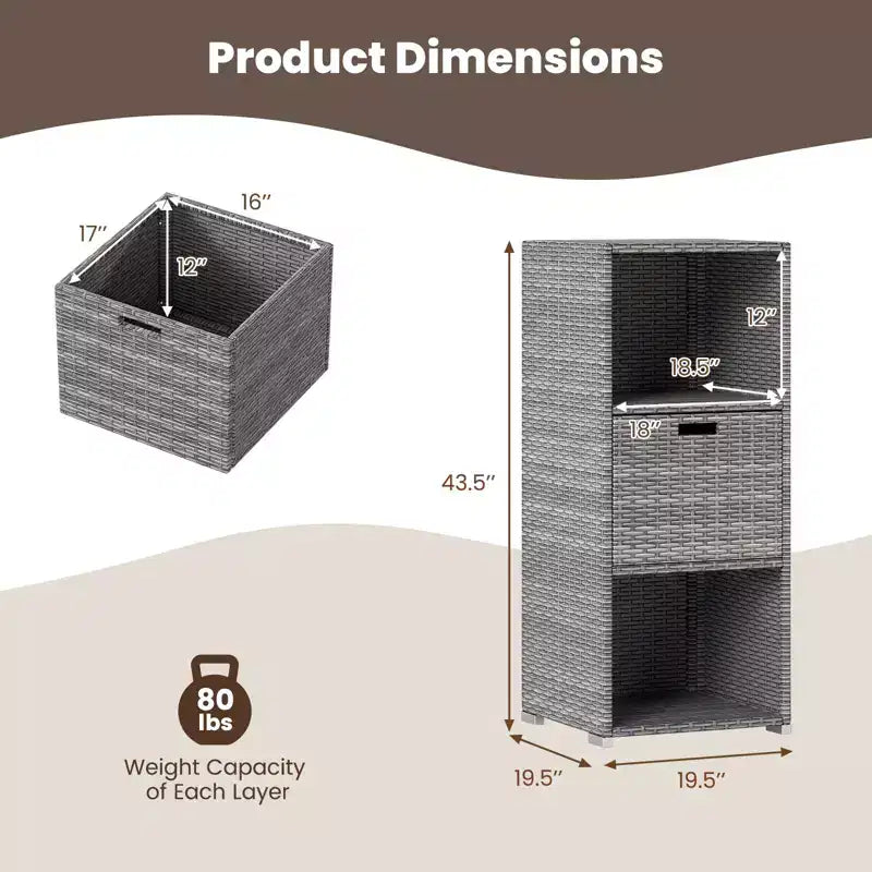 Outdoor Storage Cabinet with Storage Shelves & Removable Drawer for Porch