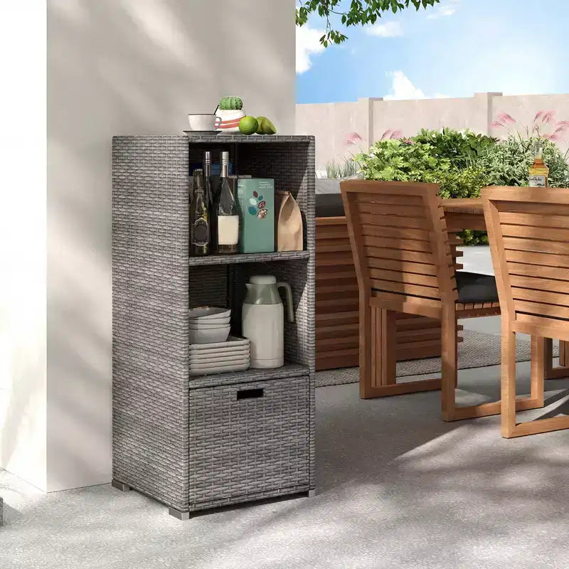 Outdoor Storage Cabinet with Storage Shelves & Removable Drawer for Porch