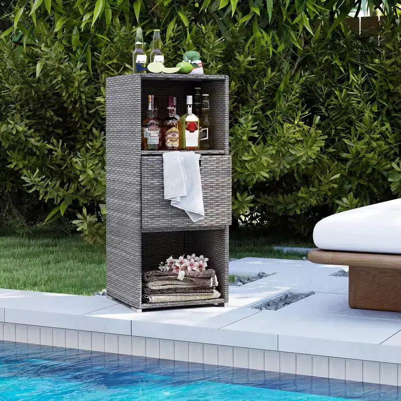Outdoor Storage Cabinet with Storage Shelves & Removable Drawer for Porch