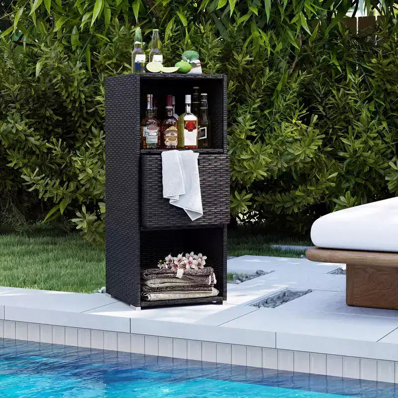 Outdoor Storage Cabinet with Storage Shelves & Removable Drawer for Porch