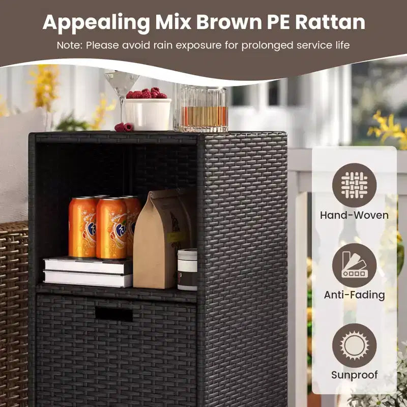 Outdoor Storage Cabinet with Storage Shelves & Removable Drawer for Porch
