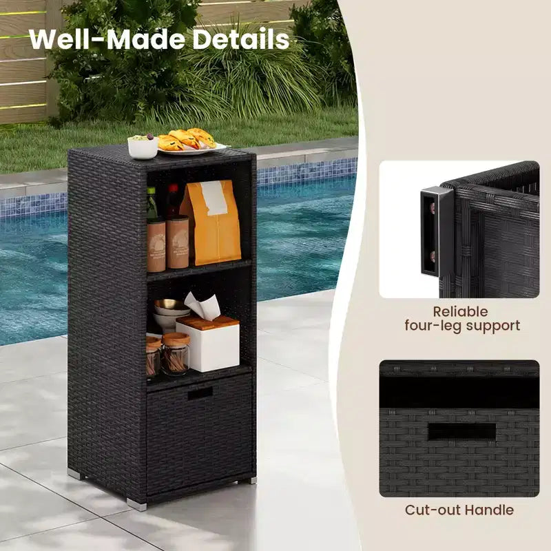 Outdoor Storage Cabinet with Storage Shelves & Removable Drawer for Porch