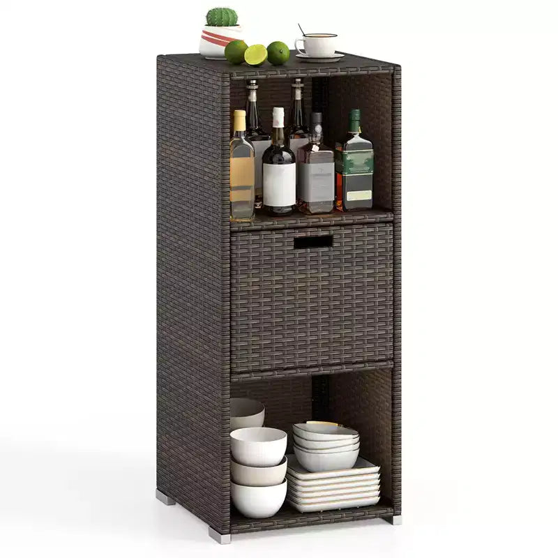 Outdoor Storage Cabinet with Storage Shelves & Removable Drawer for Porch