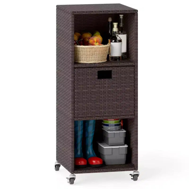 Outdoor Storage Cabinet with Storage Shelves & Removable Drawer for Porch