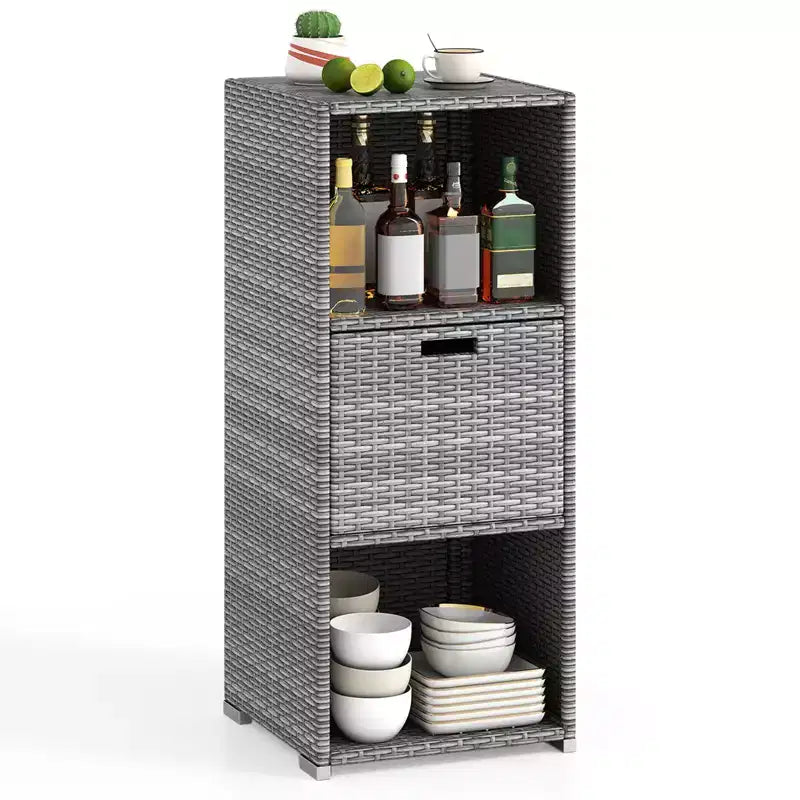 Outdoor Storage Cabinet with Storage Shelves & Removable Drawer for Porch