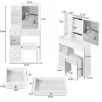 Compact Vanity Dresser with Cushioned Stool, Sliding Mirror and Multi-Layer Storage