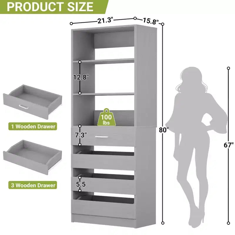 80-Inch Tall Pantry Cabinet with Drawers and Shelves
