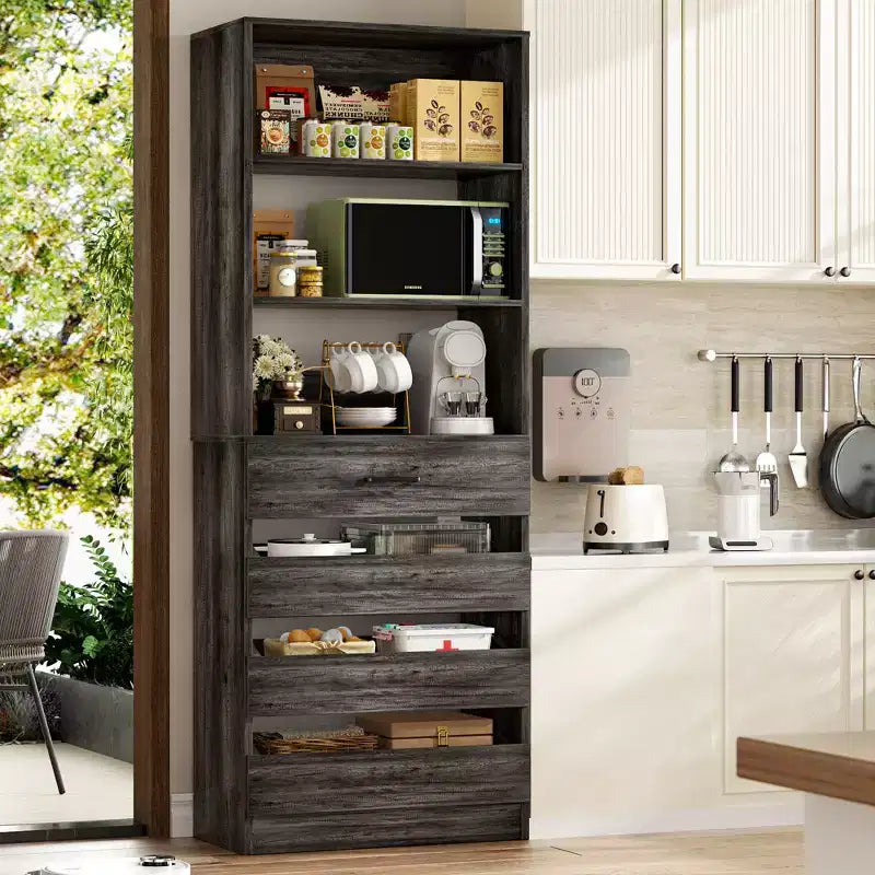 80-Inch Tall Pantry Cabinet with Drawers and Shelves
