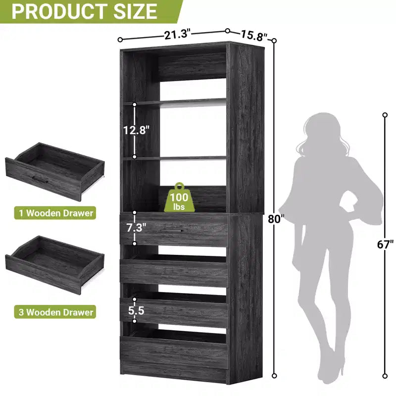 80-Inch Tall Pantry Cabinet with Drawers and Shelves