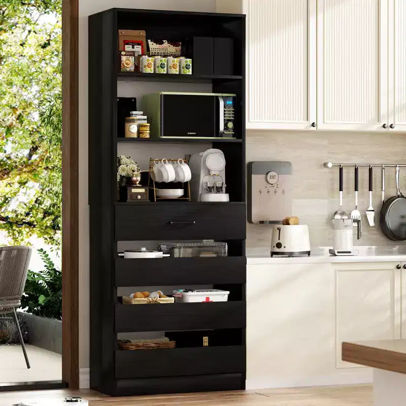 80-Inch Tall Pantry Cabinet with Drawers and Shelves