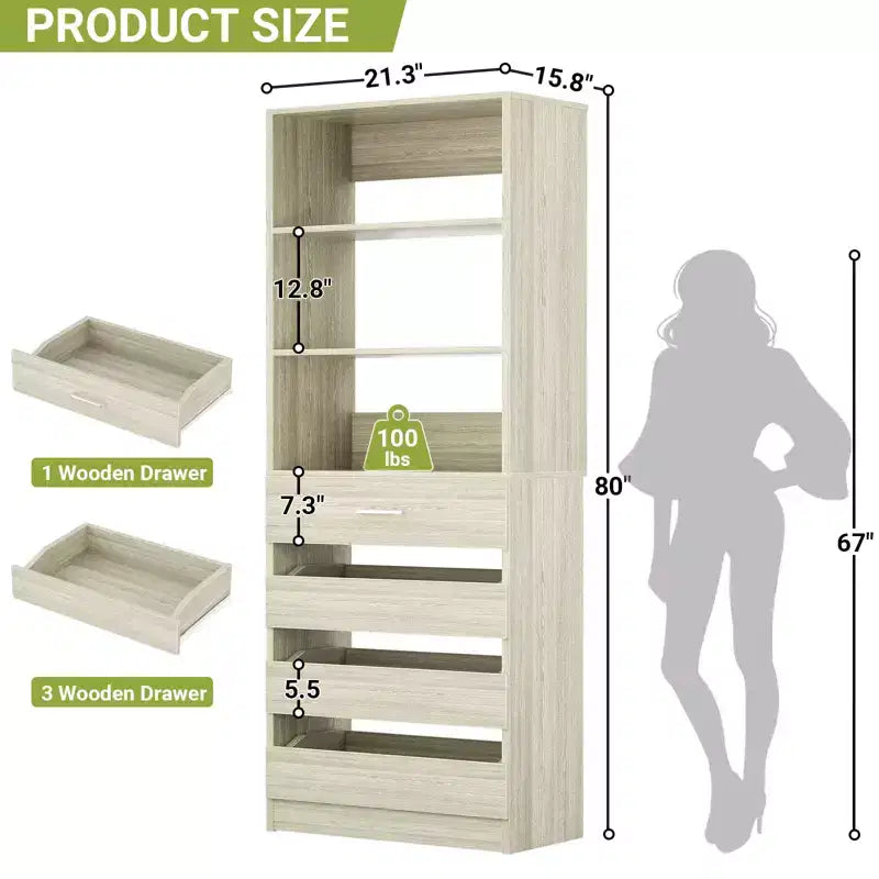 80-Inch Tall Pantry Cabinet with Drawers and Shelves