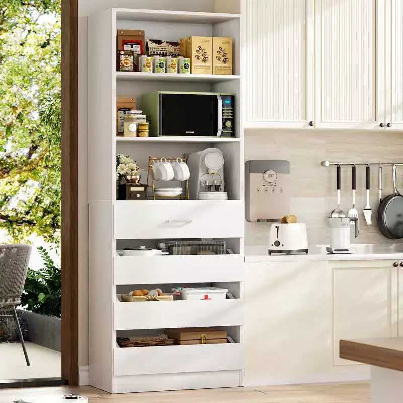 80-Inch Tall Pantry Cabinet with Drawers and Shelves