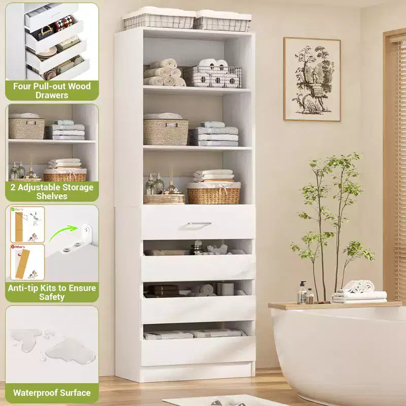 80-Inch Tall Pantry Cabinet with Drawers and Shelves