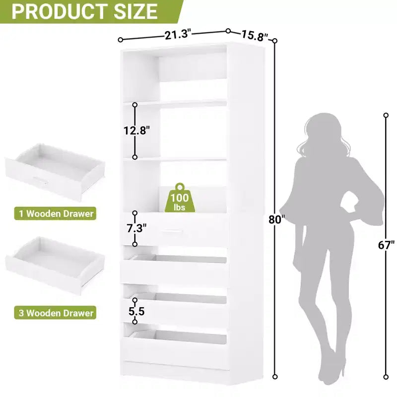 80-Inch Tall Pantry Cabinet with Drawers and Shelves