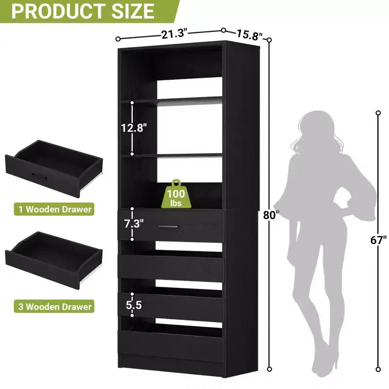 80-Inch Tall Pantry Cabinet with Drawers and Shelves