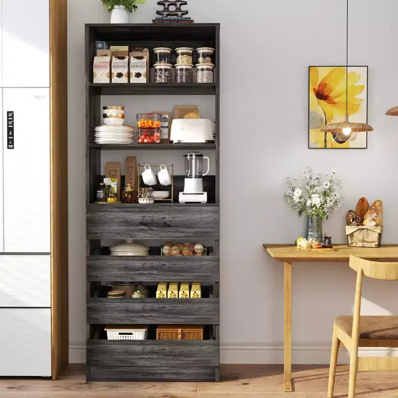 80-Inch Tall Pantry Cabinet with Drawers and Shelves