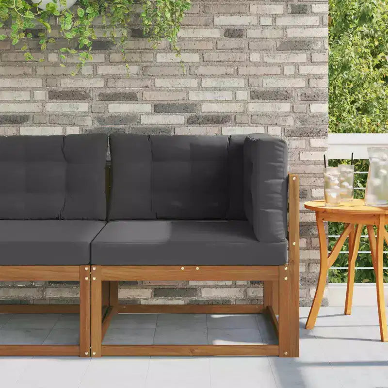 Outdoor Corner Sofa - Solid Acacia Wood with Cushions