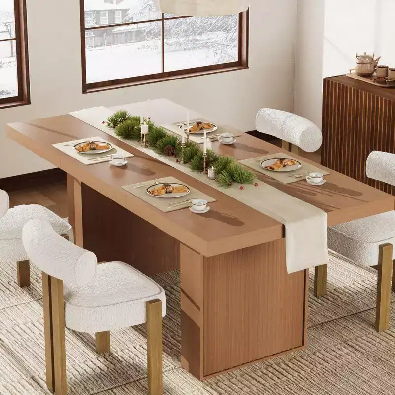 70.8'' Rectangular Dining Table for 6-10, Fluted Legs, Built-in Storage, Available in Multiple Finishes
