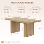 70.8'' Rectangular Dining Table for 6-10, Fluted Legs, Built-in Storage, Available in Multiple Finishes