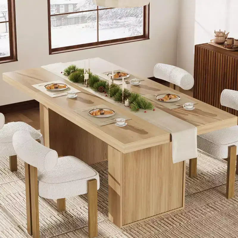 70.8'' Rectangular Dining Table for 6-10, Fluted Legs, Built-in Storage, Available in Multiple Finishes