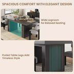 70.8'' Rectangular Dining Table for 6-10, Fluted Legs, Built-in Storage, Available in Multiple Finishes