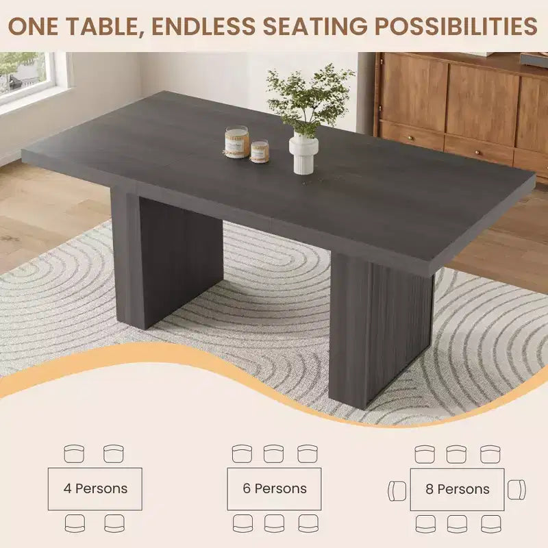 70.8'' Rectangular Dining Table for 6-10, Fluted Legs, Built-in Storage, Available in Multiple Finishes