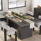 70.8'' Rectangular Dining Table for 6-10, Fluted Legs, Built-in Storage, Available in Multiple Finishes