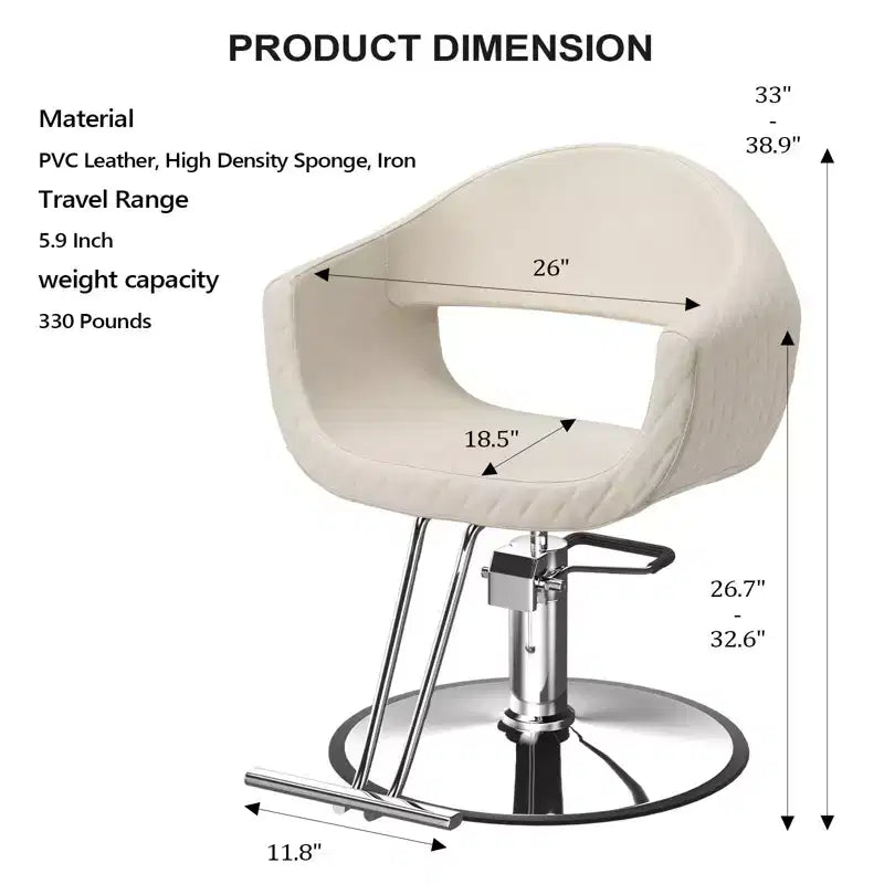 Extra Wide Seat Hair Stylist Salon Chair with Rhombus Stitch Pattern