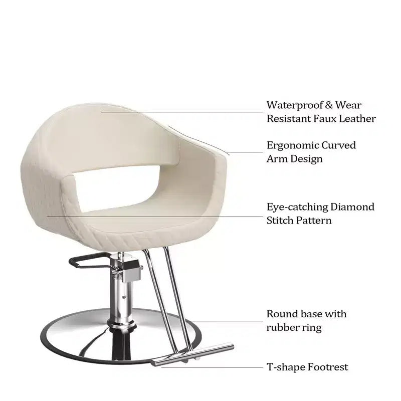 Extra Wide Seat Hair Stylist Salon Chair with Rhombus Stitch Pattern
