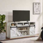 58" Farmhouse TV Stand with Sliding Barn Doors and Storage Shelves