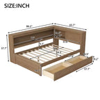 Full Size Corner Daybed with Storage Drawers and Bookcase Headboard