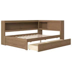 Full Size Corner Daybed with Storage Drawers and Bookcase Headboard