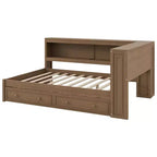 Full Size Corner Daybed with Storage Drawers and Bookcase Headboard