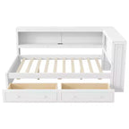 Full Size Corner Daybed with Storage Drawers and Bookcase Headboard