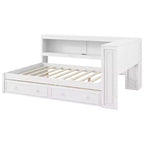 Full Size Corner Daybed with Storage Drawers and Bookcase Headboard