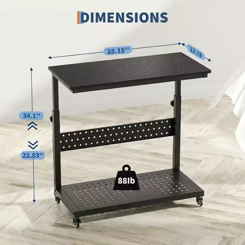 2-Tier Computer Tower Stand with Wheels and Cable Management
