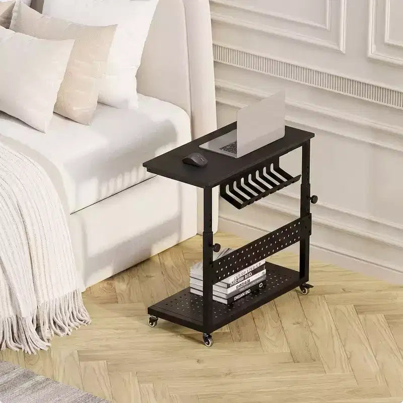 2-Tier Computer Tower Stand with Wheels and Cable Management