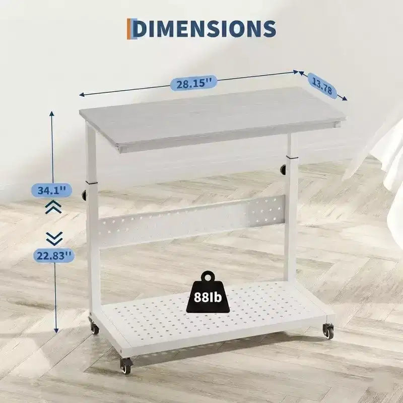 2-Tier Computer Tower Stand with Wheels and Cable Management