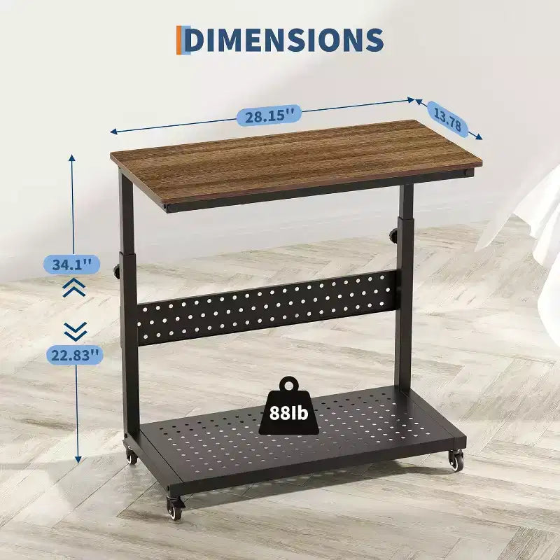 2-Tier Computer Tower Stand with Wheels and Cable Management