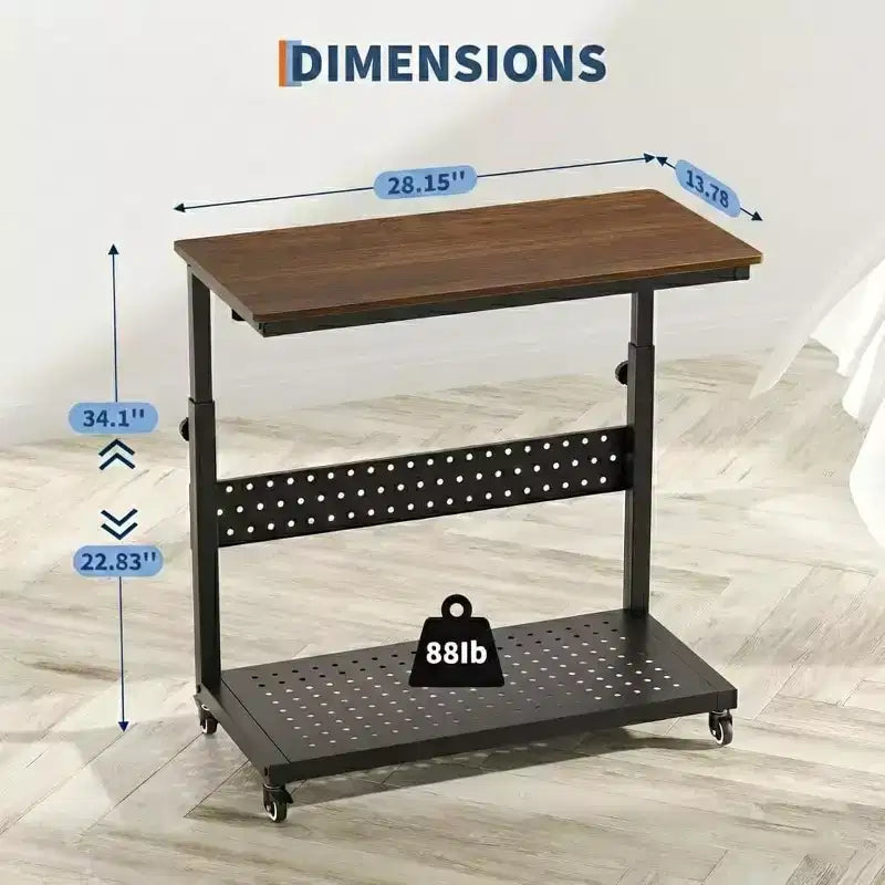 2-Tier Computer Tower Stand with Wheels and Cable Management