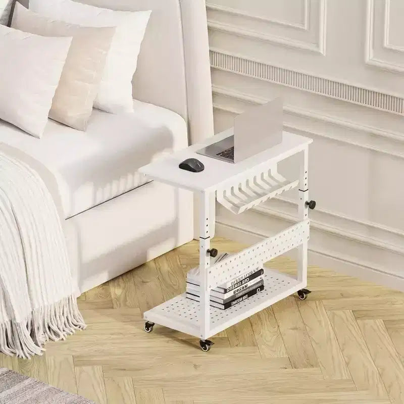 2-Tier Computer Tower Stand with Wheels and Cable Management
