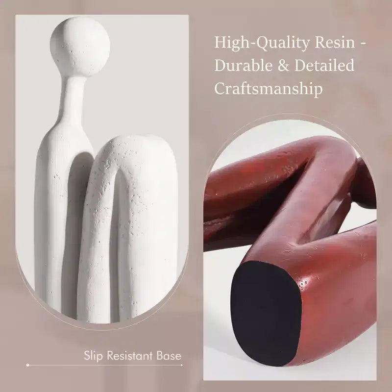 Thinker Statue Bookends, Resin Heavy-Duty Book Stoppers in White & Brown, Decorative Desk Organizer
